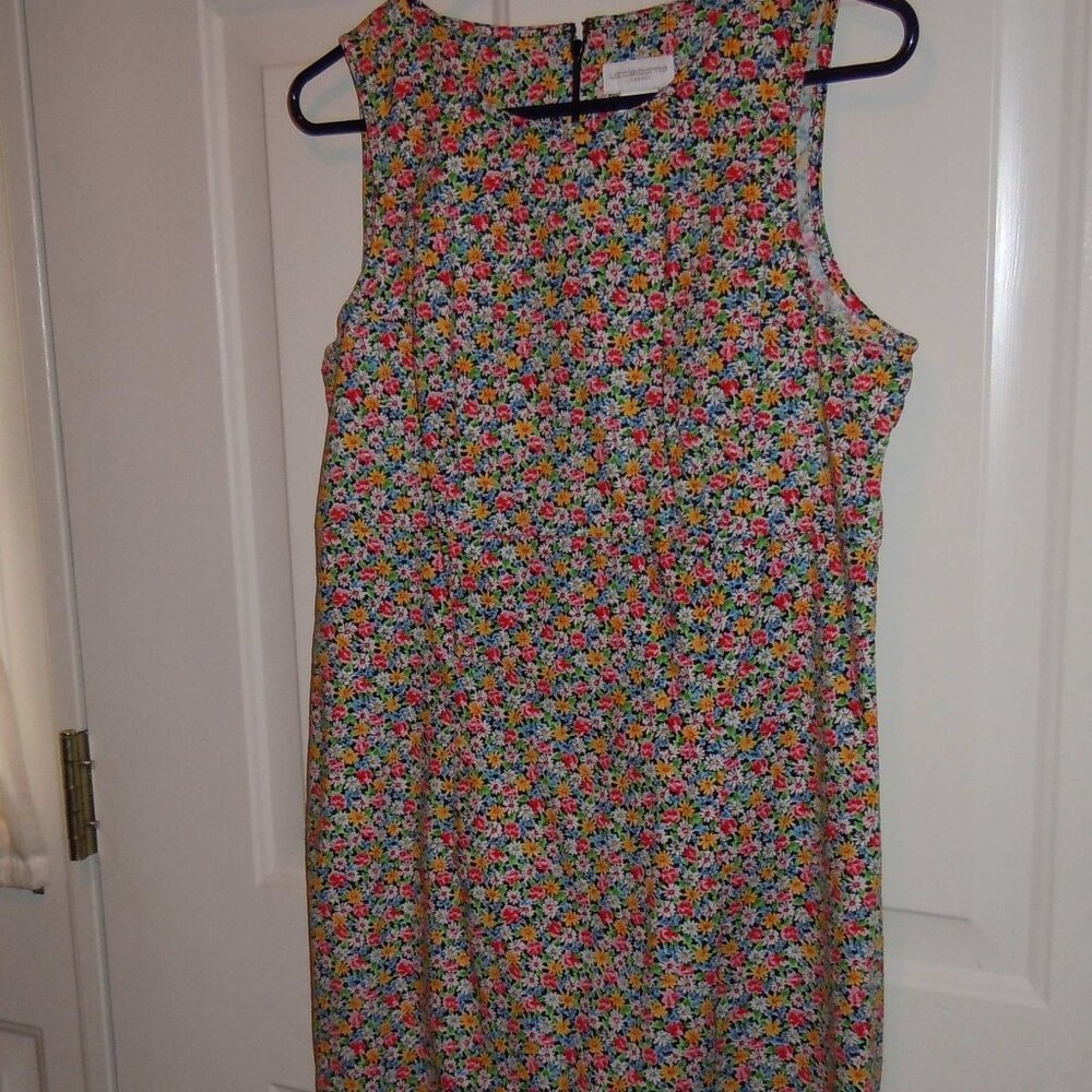LIZ CLAIBORNE SLEEVELESS SUMMER FLORAL DRESS SZ 10 EXC COND